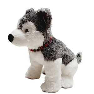 🍒 PIER 1 IMPORTS Husky Puppy Dog Gray and White Stuffed Animal Plush Kids Toy